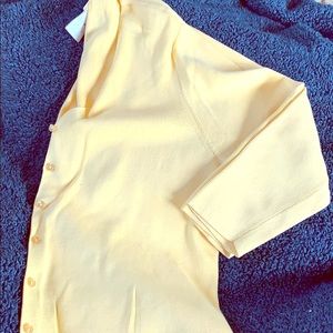 Three quarter length sleeve button up sweater